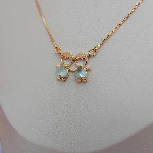 Two Boys Pendant Necklace - Lua and Mar