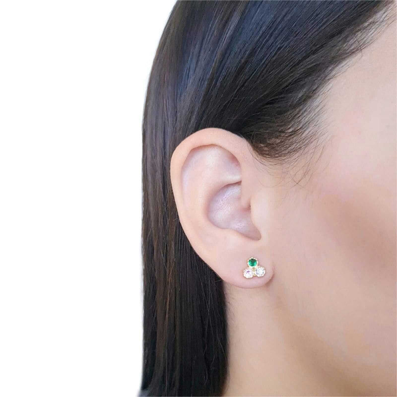 Color crystal stud earring and ear cuff