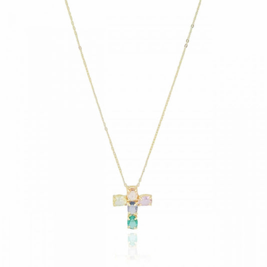 Color crystal crucifix necklace