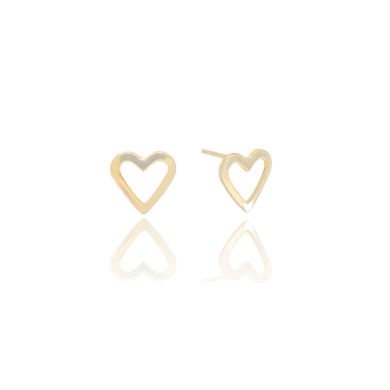 Flat heart stud earring