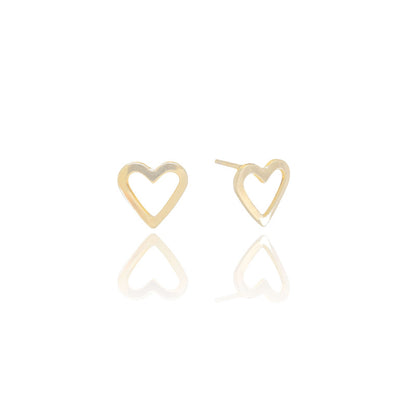 Flat heart stud earring