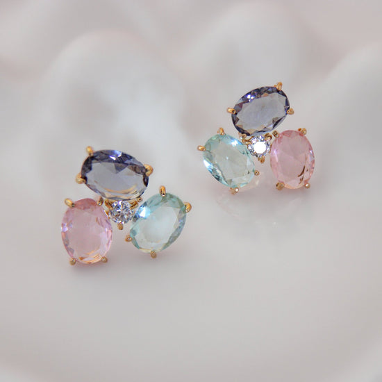 Blooming color crystal stud earring - Lua and Mar