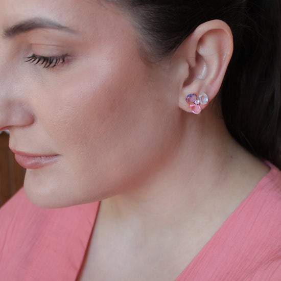 Blooming color crystal stud earring - Lua and Mar