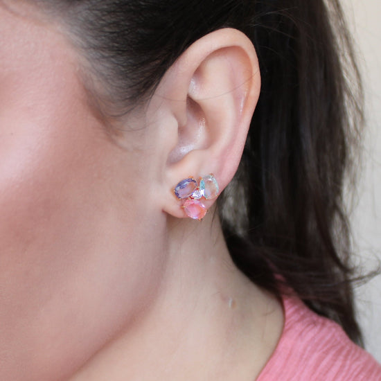 Blooming color crystal stud earring - Lua and Mar