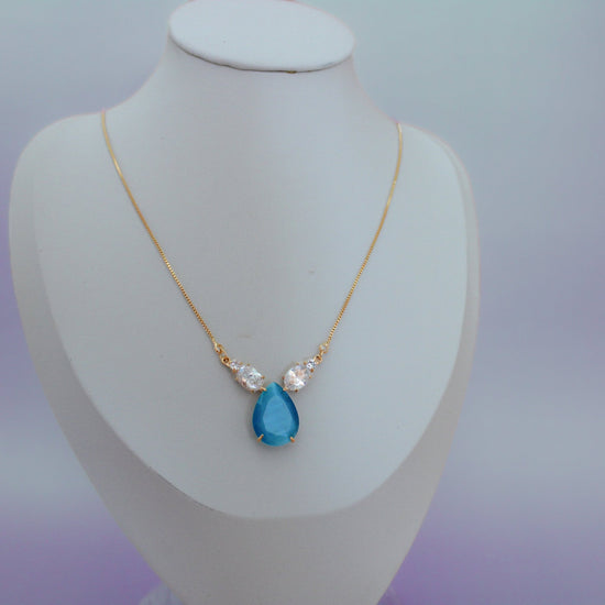 Blue Drop Pendant Necklace - Lua and Mar
