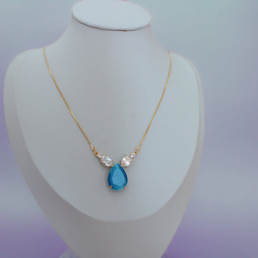 Blue Drop Pendant Necklace - Lua and Mar
