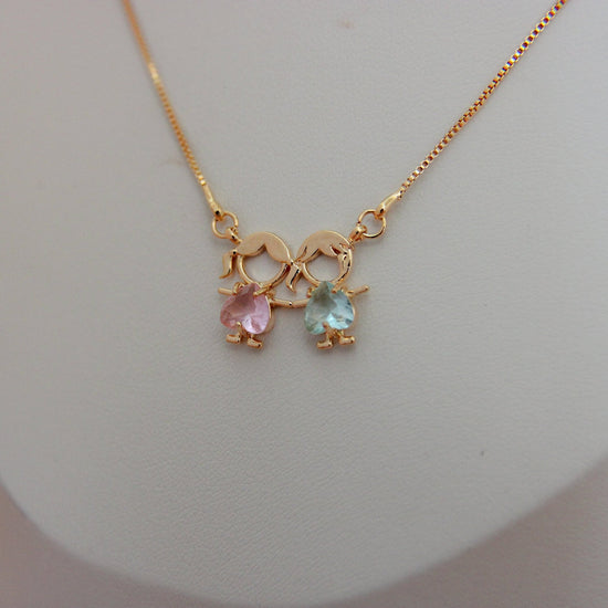 Boy & Girl Pendant Necklace - Lua and Mar