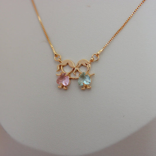 Boy & Girl Pendant Necklace - Lua and Mar