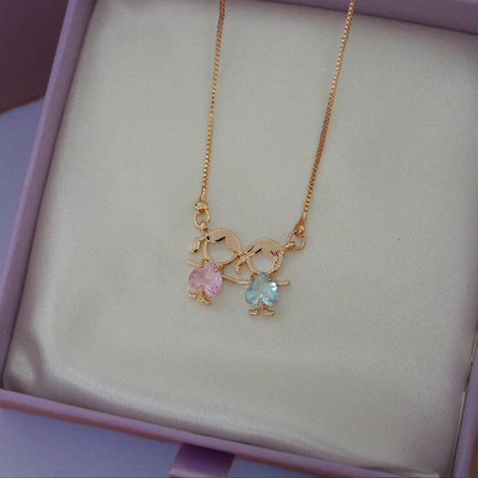 Boy & Girl Pendant Necklace - Lua and Mar