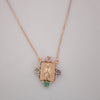 Floral halo Mary squared medal pendant necklace - Lua and Mar