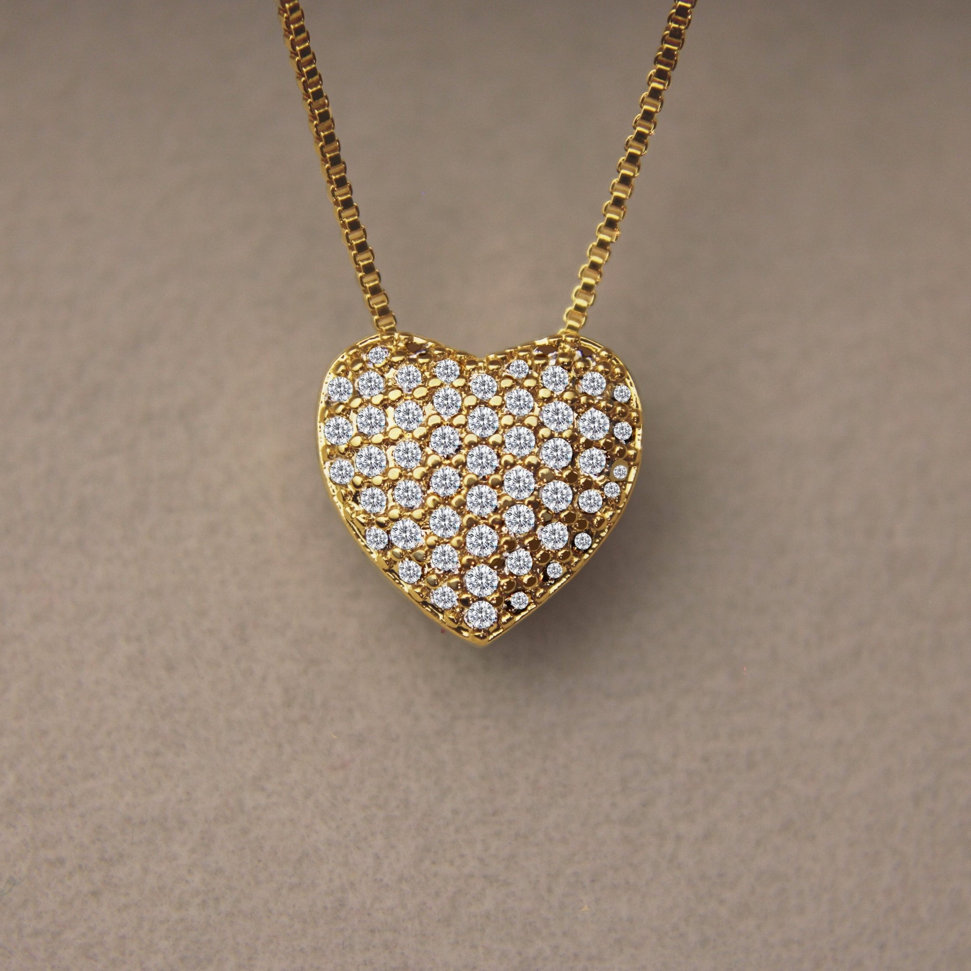 Pavé Crystal Heart Pendant Necklace - Lua and Mar