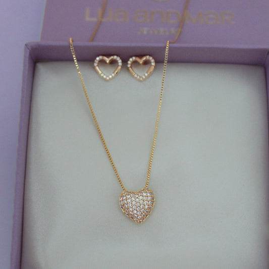 Pavé Heart Set - Lua and Mar