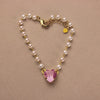 Pearl Beaded Bracelet w/ Pink Crystal Charm - Lua and Mar