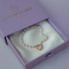 Pearl Beaded Pink Crystal Charm Bracelet - Lua and Mar
