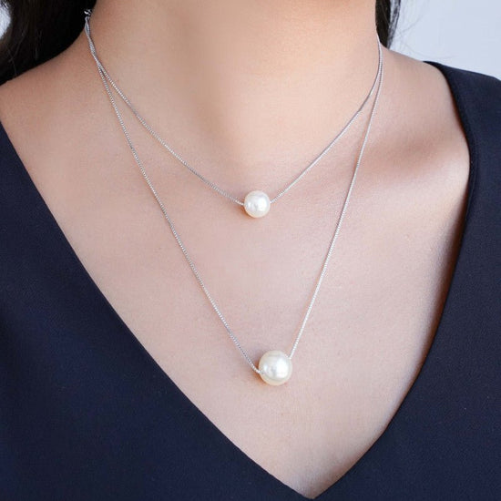 Pearl duo necklace pendant - Lua and Mar