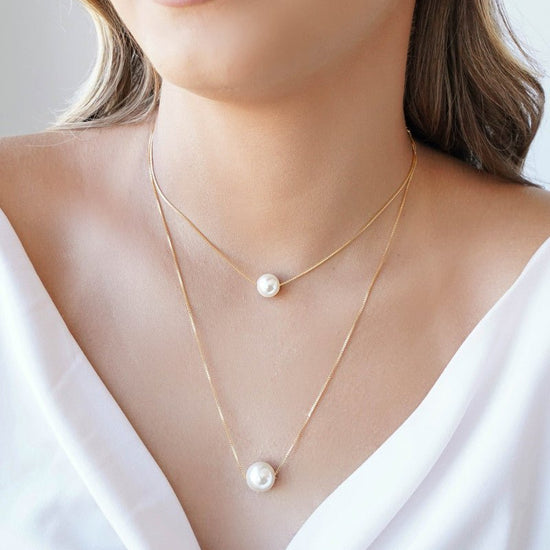 Pearl duo necklace pendant - Lua and Mar