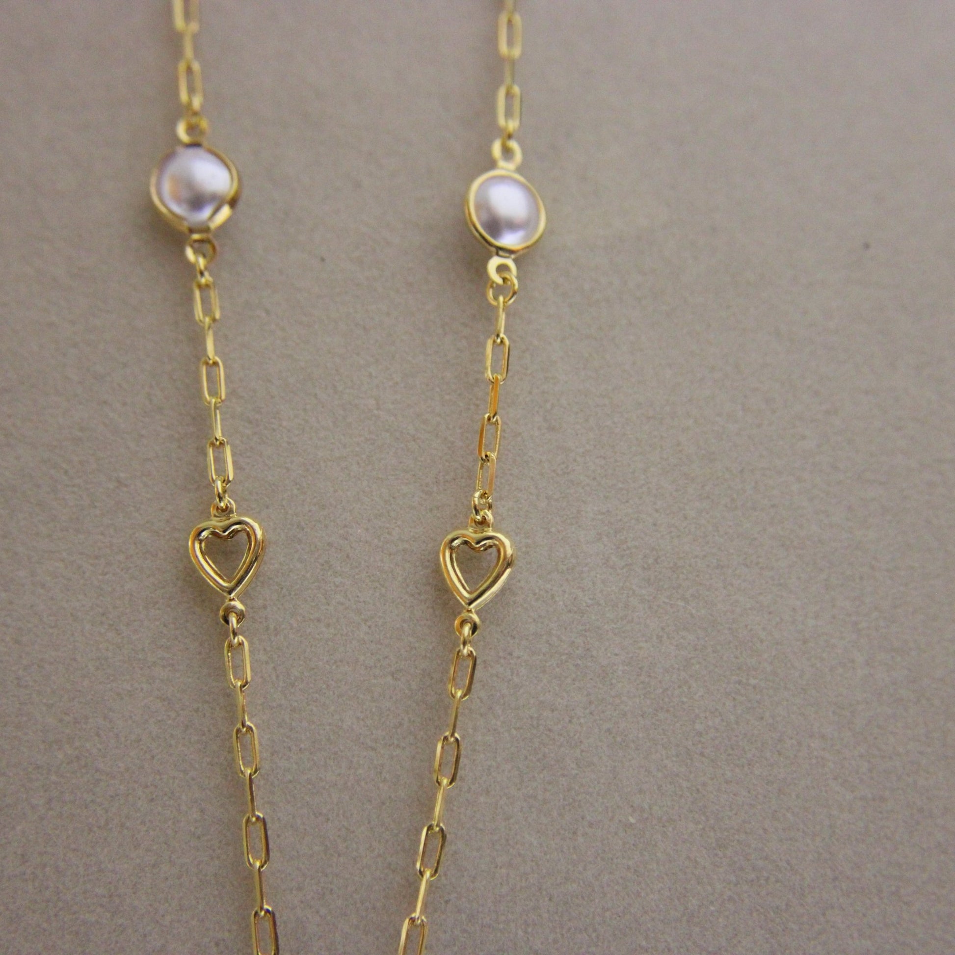 Pearls & Heart Necklace Tie - Lua and Mar