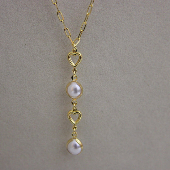 Pearls & Heart Necklace Tie - Lua and Mar