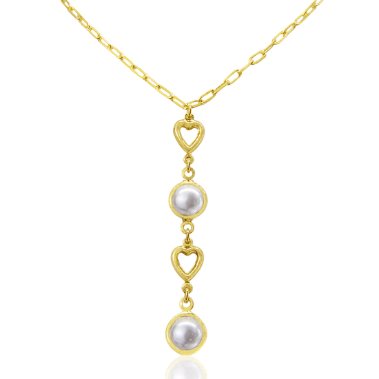 Pearls & Heart Necklace Tie - Lua and Mar