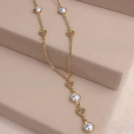 Pearls & Heart Necklace Tie - Lua and Mar