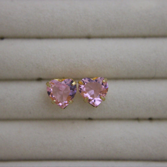 Pink Crystal Heart 8mm Stud Earring - Lua and Mar