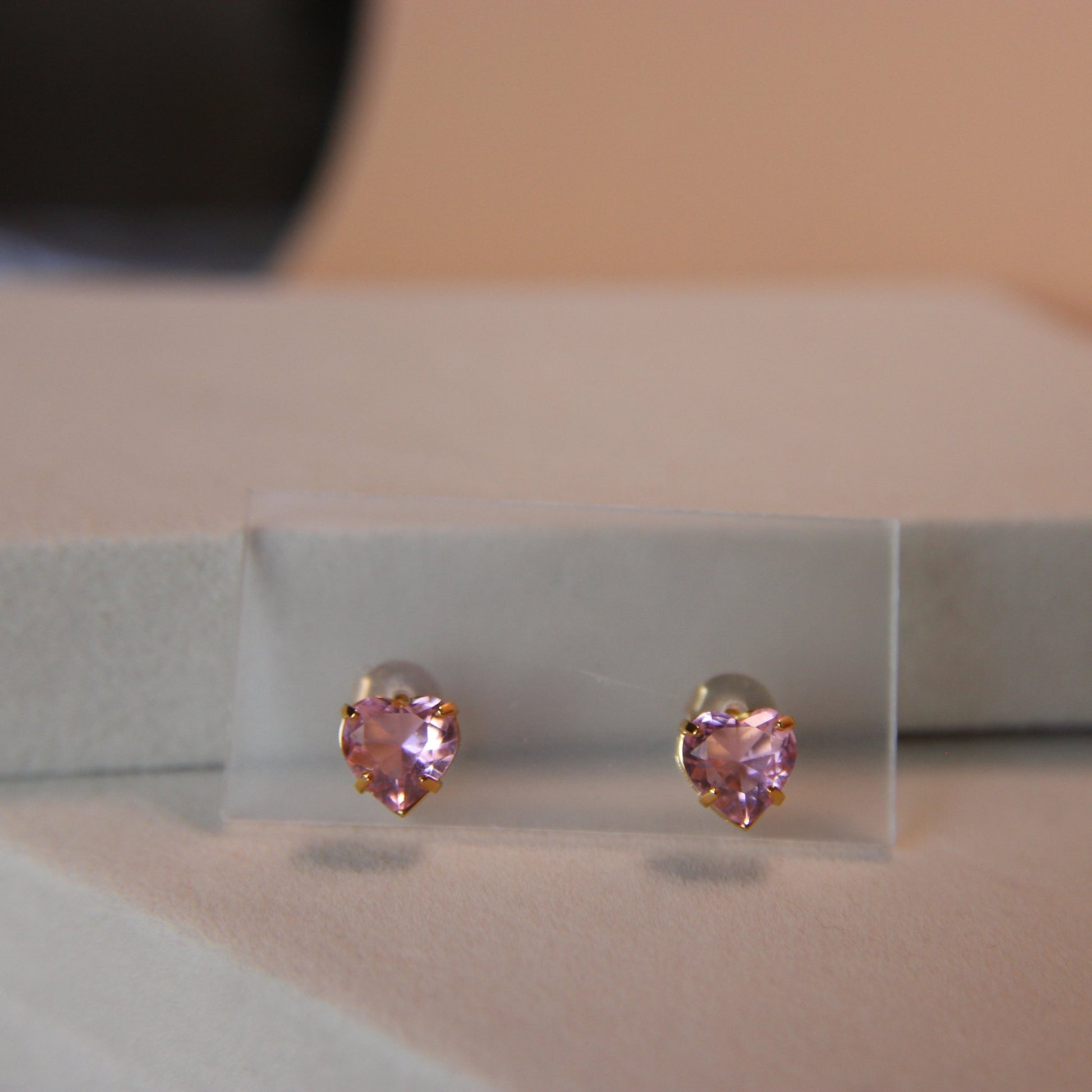 Pink Crystal Heart 8mm Stud Earring - Lua and Mar