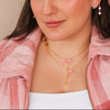 Pink Crystal Heart Necklace Tie - Lua and Mar