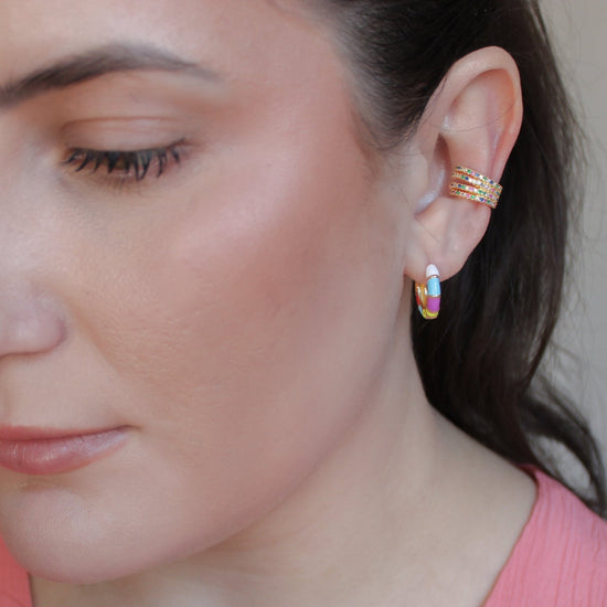 Rainbow blossom multicolor crystal earcuff - Lua and Mar