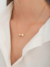 Smooth sphere and pearl necklace pendant - Lua and Mar