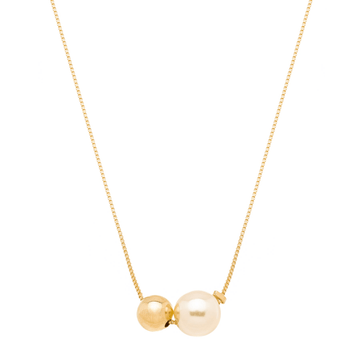 Smooth sphere and pearl necklace pendant - Lua and Mar