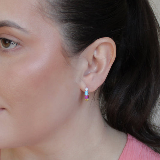 Wildflower multicolor enamel huggie earrings - Lua and Mar