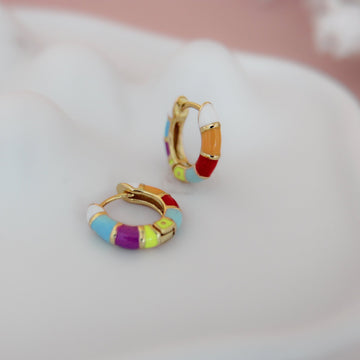 Wildflower multicolor enamel huggie earrings - Lua and Mar